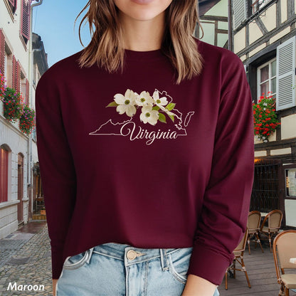 Virginia State Flower Long Sleeve Tee - Dogwood