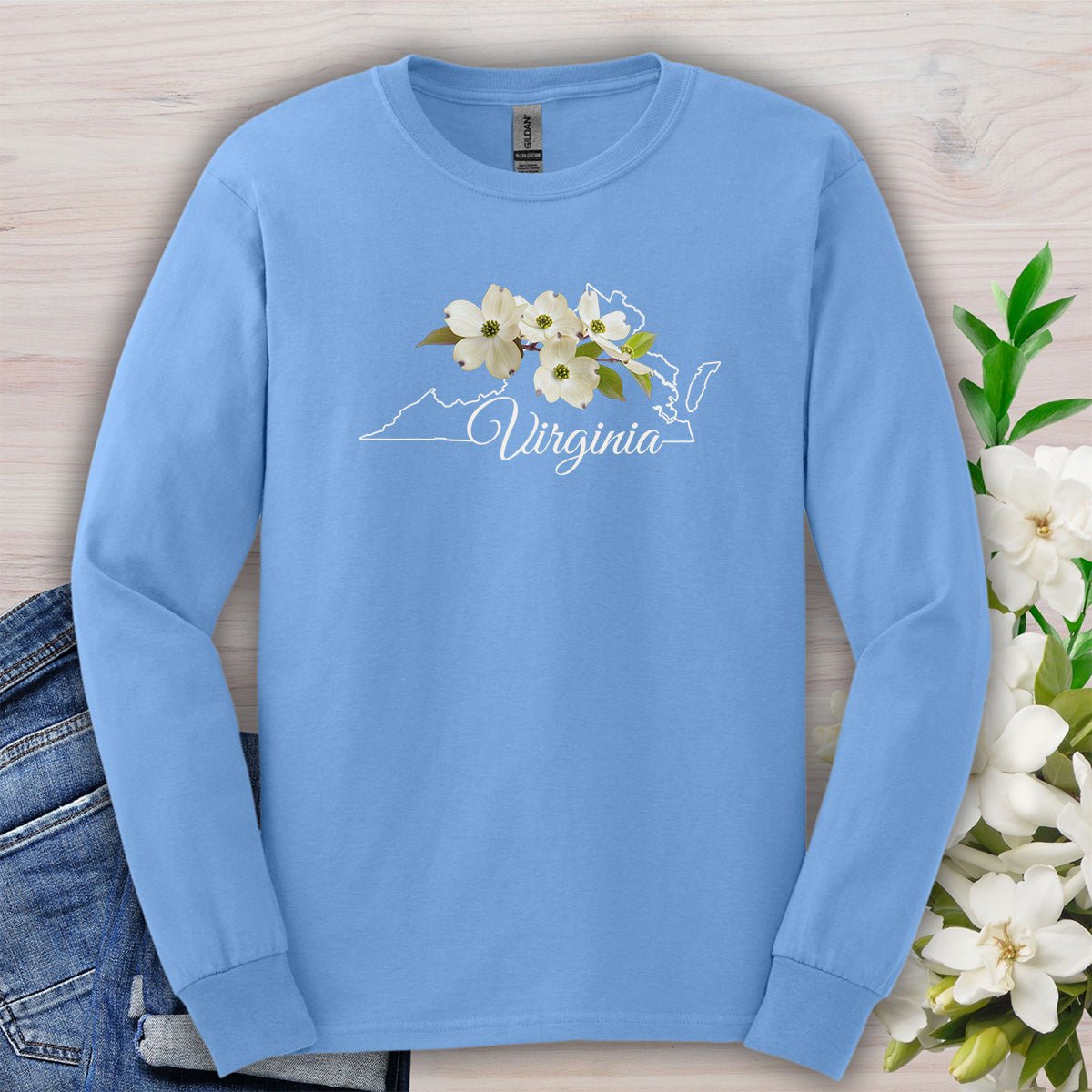 Virginia State Flower Long Sleeve Tee - Dogwood