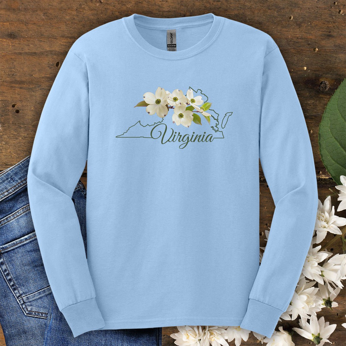Virginia State Flower Long Sleeve Tee - Dogwood