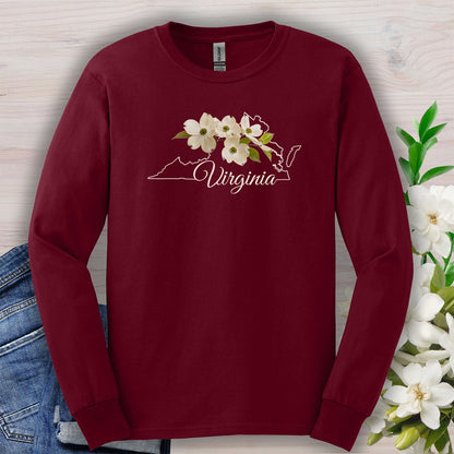 Virginia State Flower Long Sleeve Tee - Dogwood