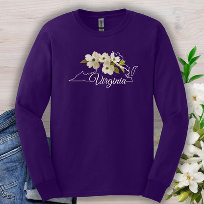 Virginia State Flower Long Sleeve Tee - Dogwood