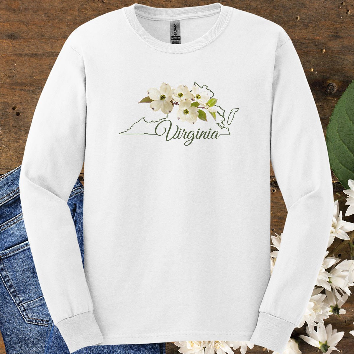 Virginia State Flower Long Sleeve Tee - Dogwood