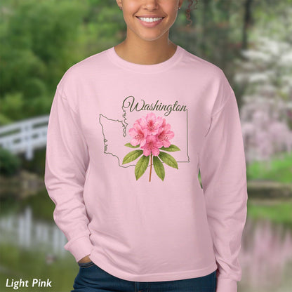 Washington State Flower Long Sleeve Tee - Rhododendron