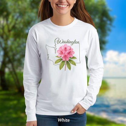 Washington State Flower Long Sleeve Tee - Rhododendron