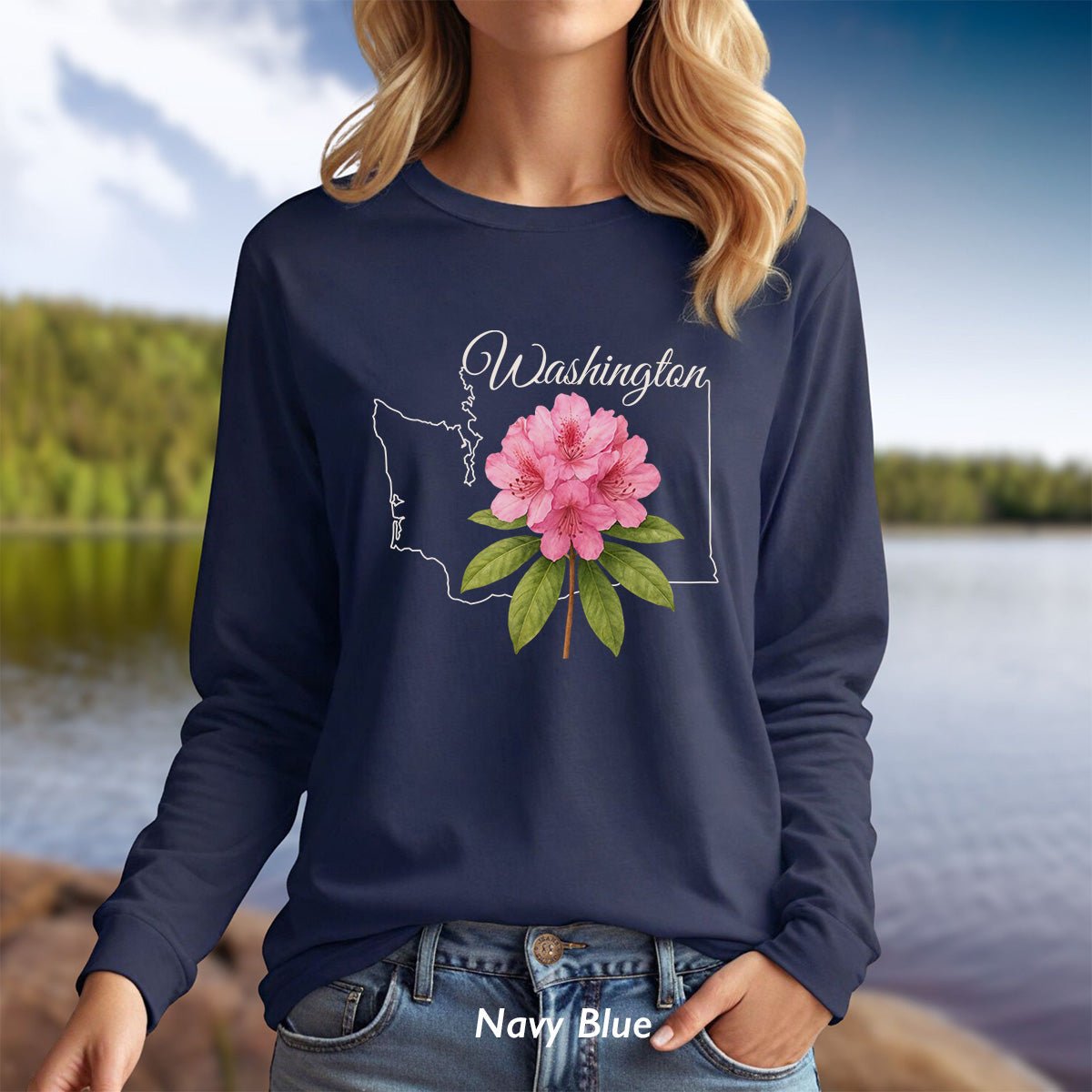 Washington State Flower Long Sleeve Tee - Rhododendron
