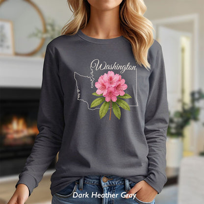 Washington State Flower Long Sleeve Tee - Rhododendron