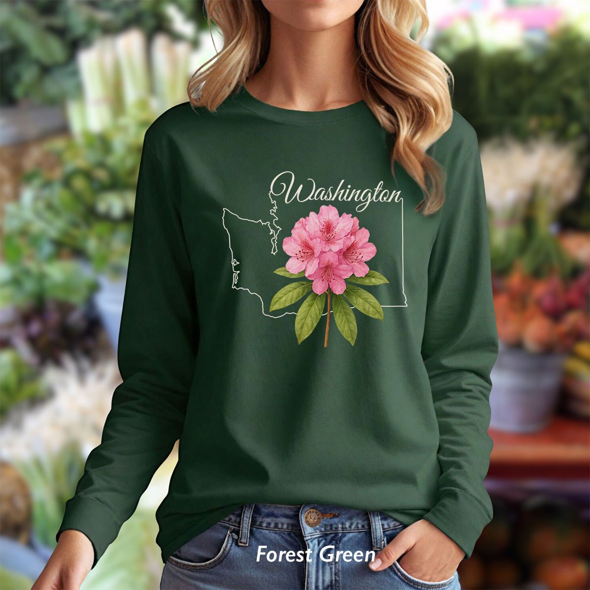 Washington State Flower Long Sleeve Tee - Rhododendron
