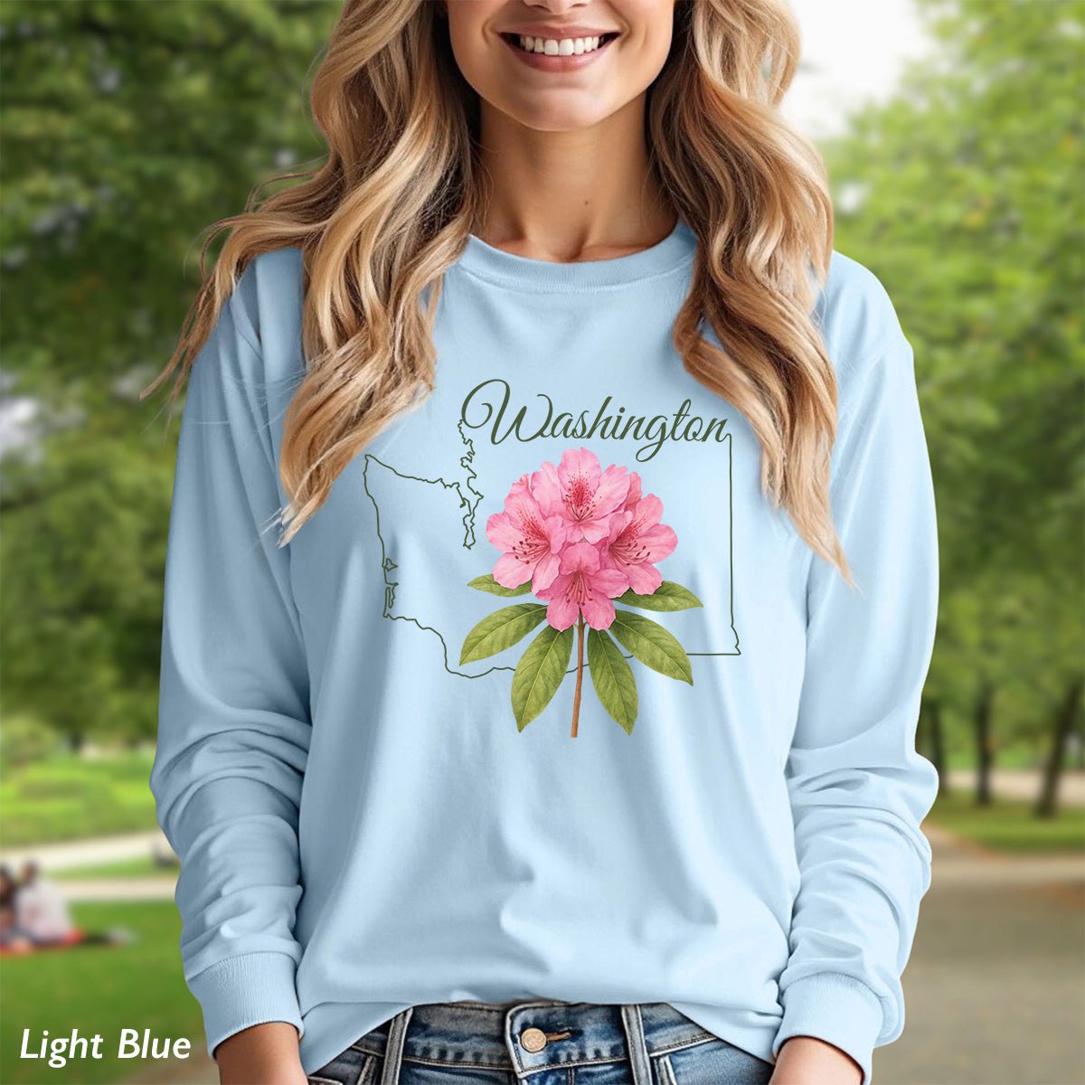Washington State Flower Long Sleeve Tee - Rhododendron
