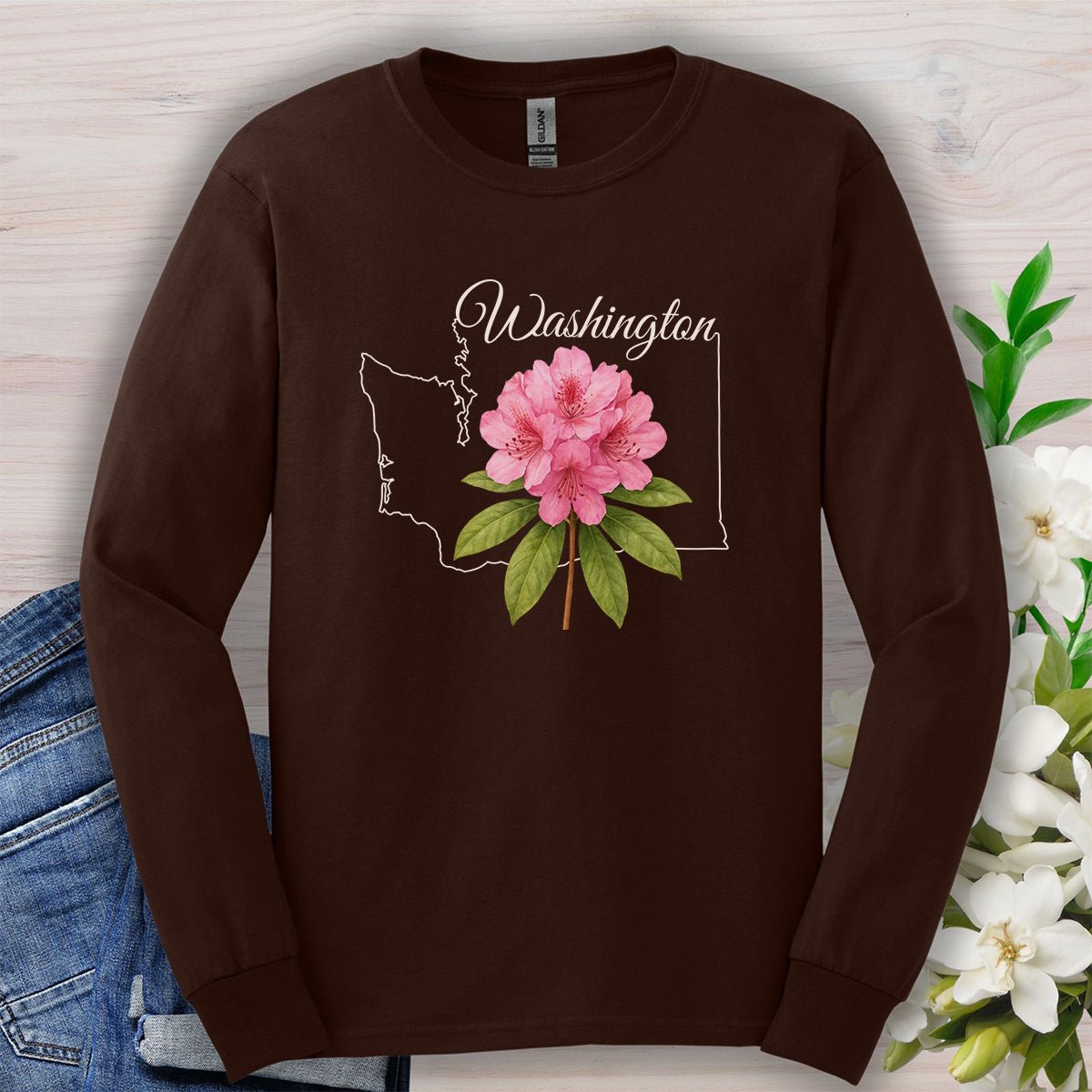 Washington State Flower Long Sleeve Tee - Rhododendron