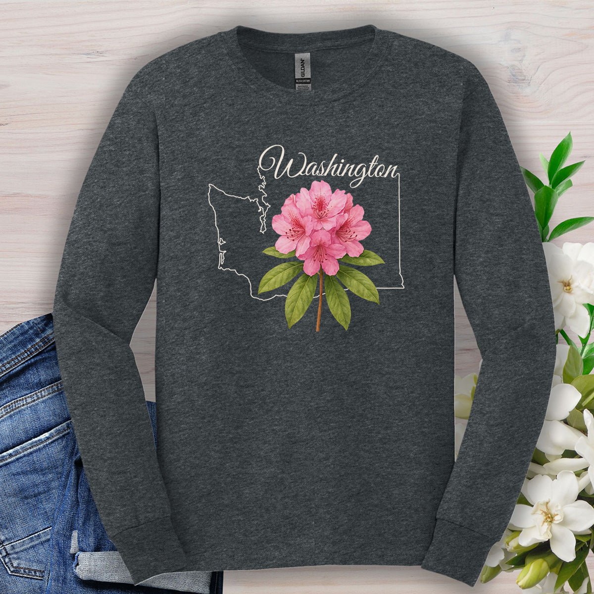 Washington State Flower Long Sleeve Tee - Rhododendron