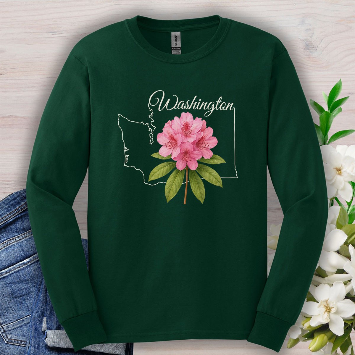 Washington State Flower Long Sleeve Tee - Rhododendron