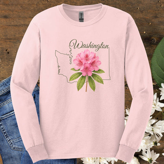 Washington State Flower Long Sleeve Tee - Rhododendron