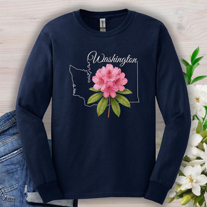 Washington State Flower Long Sleeve Tee - Rhododendron