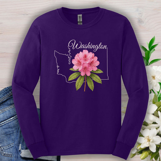 Washington State Flower Long Sleeve Tee - Rhododendron