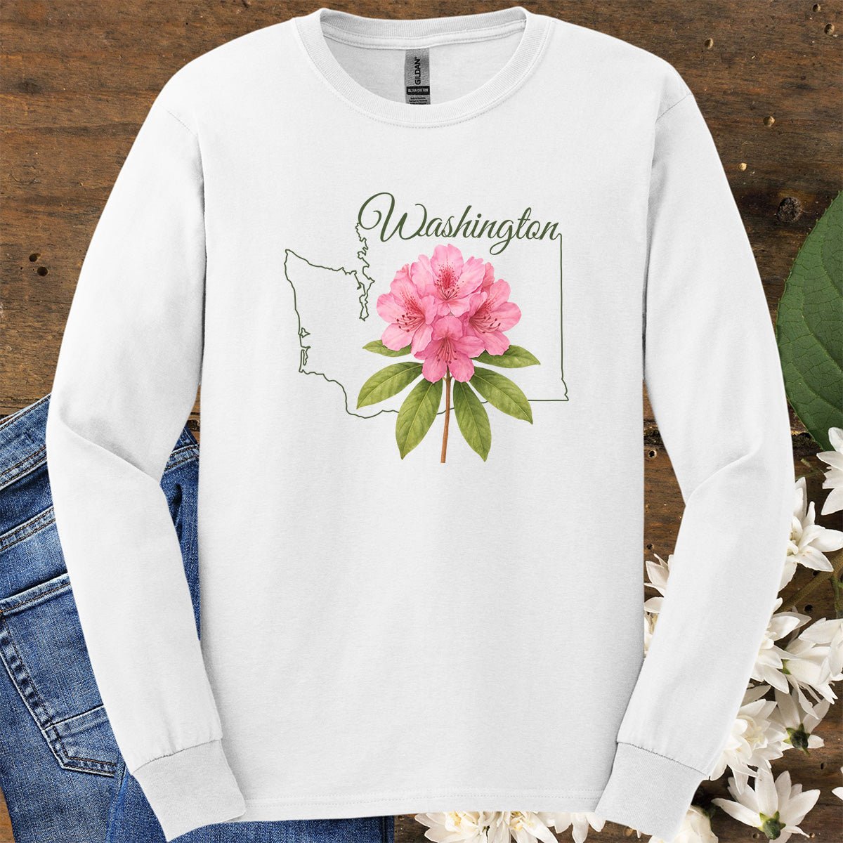 Washington State Flower Long Sleeve Tee - Rhododendron