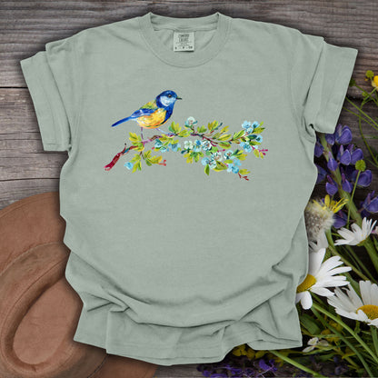Watercolor Blue Bird on Branch T-Shirt