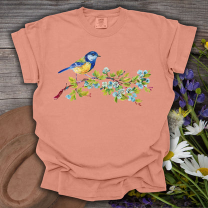Watercolor Blue Bird on Branch T-Shirt