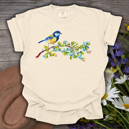Watercolor Blue Bird on Branch T-Shirt