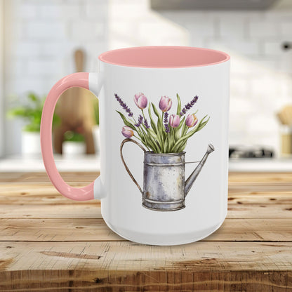 Watering Can with Purple Tulips Mug (11/15oz)