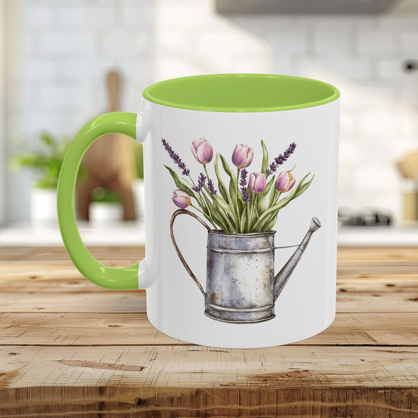 Watering Can with Purple Tulips Mug (11/15oz)