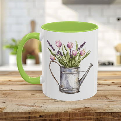 Watering Can with Purple Tulips Mug (11/15oz)