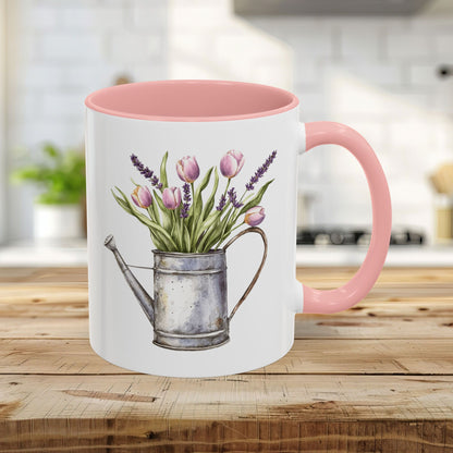 Watering Can with Purple Tulips Mug (11/15oz)