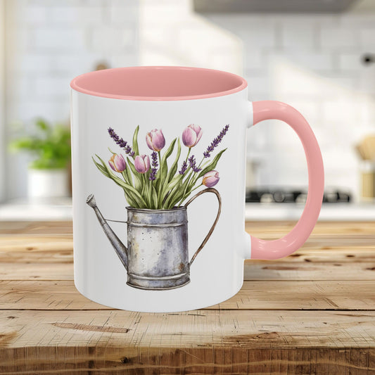 Watering Can with Purple Tulips Mug (11/15oz)