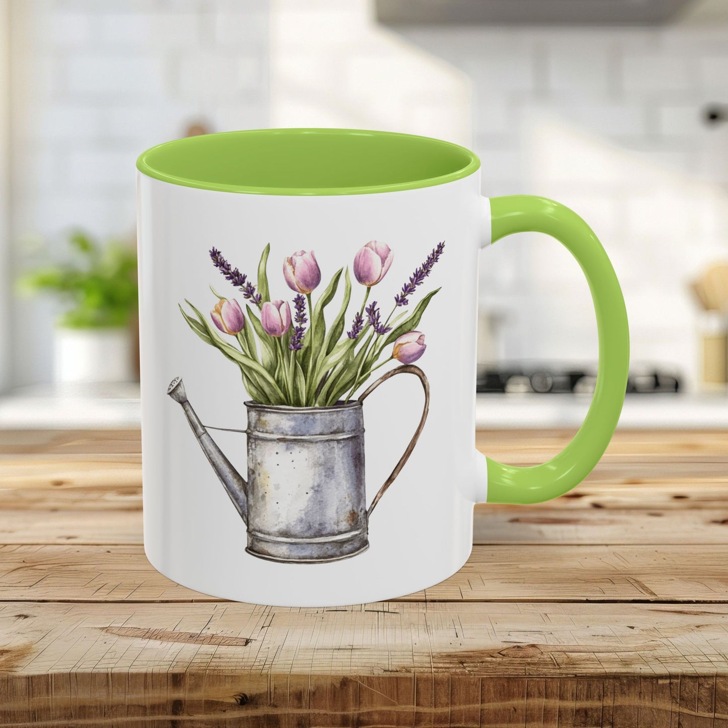 Watering Can with Purple Tulips Mug (11/15oz)