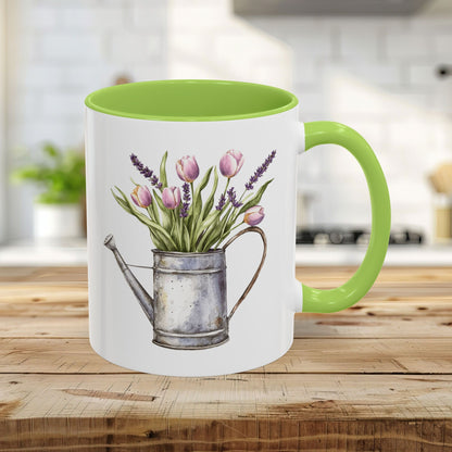 Watering Can with Purple Tulips Mug (11/15oz)