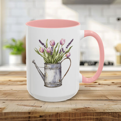 Watering Can with Purple Tulips Mug (11/15oz)