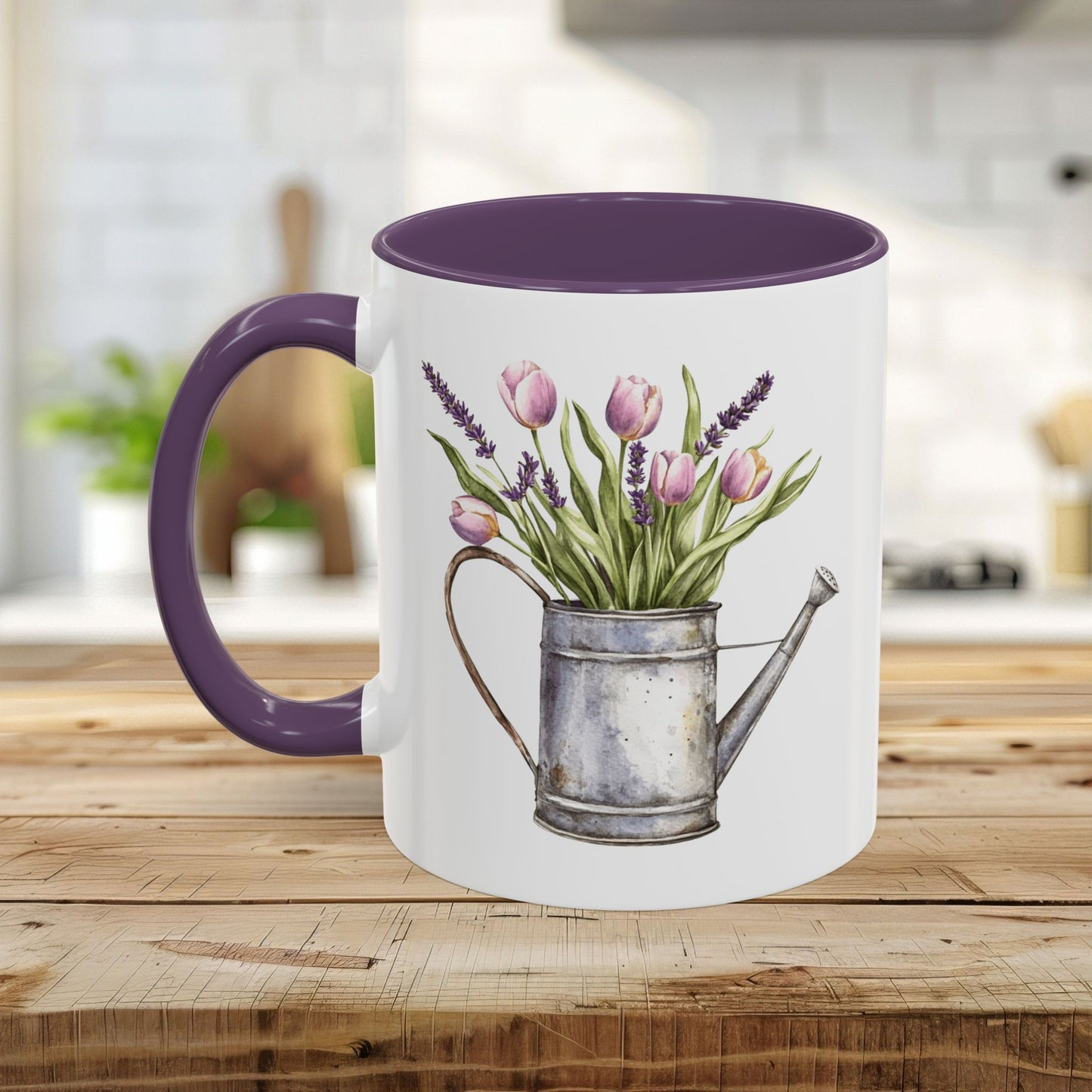 Watering Can with Purple Tulips Mug (11/15oz)