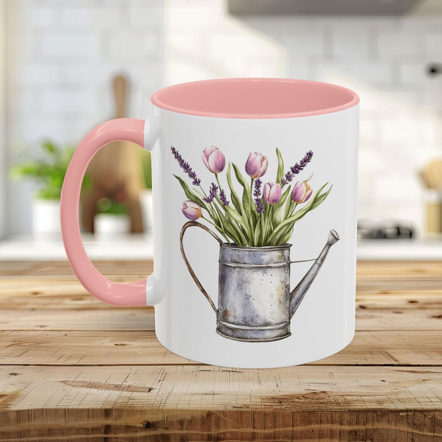 Watering Can with Purple Tulips Mug (11/15oz)