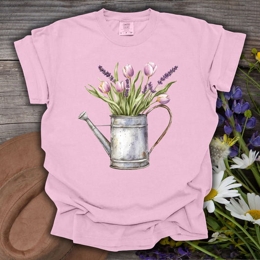 Watering Can with Purple Tulips T-Shirt
