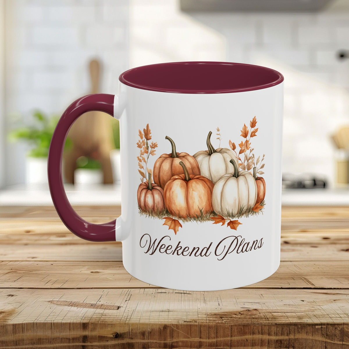 Weekend Plans Watercolor Pumpkin Mug (11/15oz)
