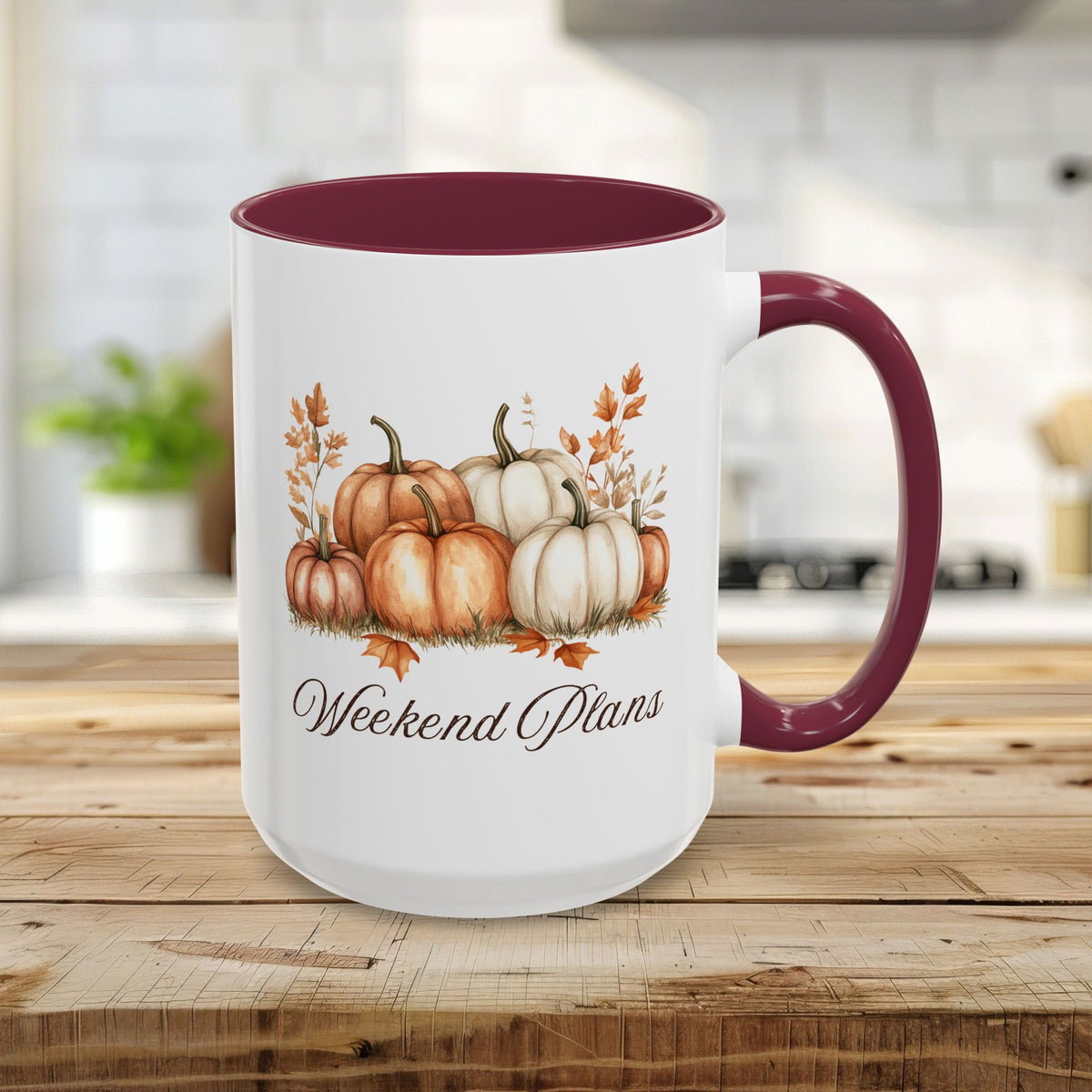 Weekend Plans Watercolor Pumpkin Mug (11/15oz)