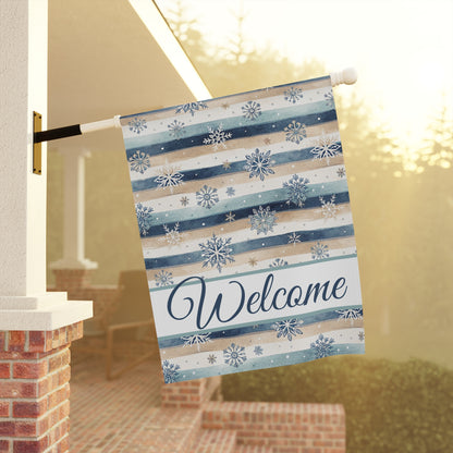 Welcome Snowflake and Boho Stripes Garden Flag