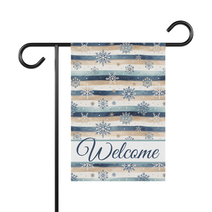 Welcome Snowflake and Boho Stripes Garden Flag