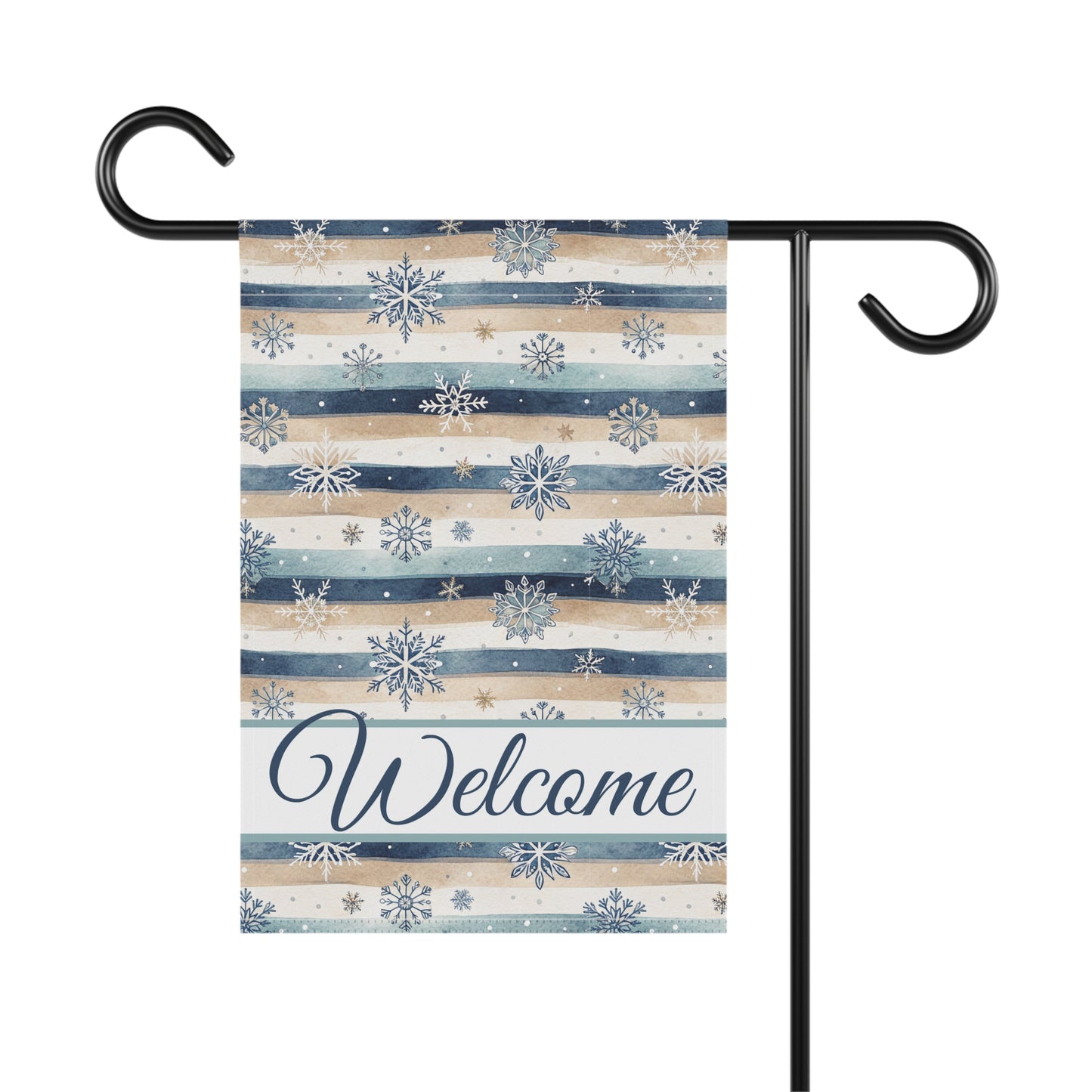 Welcome Snowflake and Boho Stripes Garden Flag