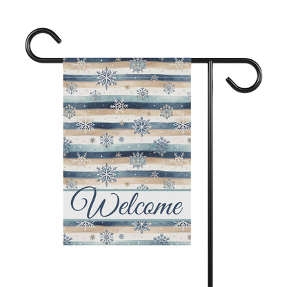 Welcome Snowflake and Boho Stripes Garden Flag