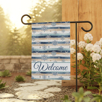 Welcome Snowflake and Boho Stripes Garden Flag