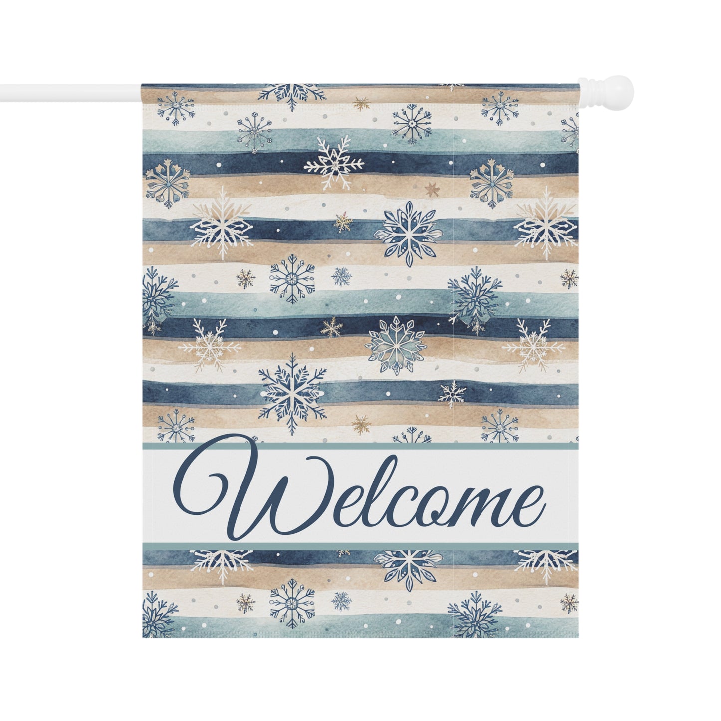 Welcome Snowflake and Boho Stripes Garden Flag