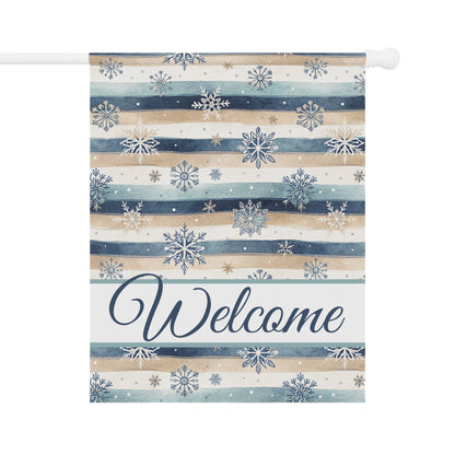 Welcome Snowflake and Boho Stripes Garden Flag