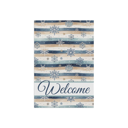 Welcome Snowflake and Boho Stripes Garden Flag