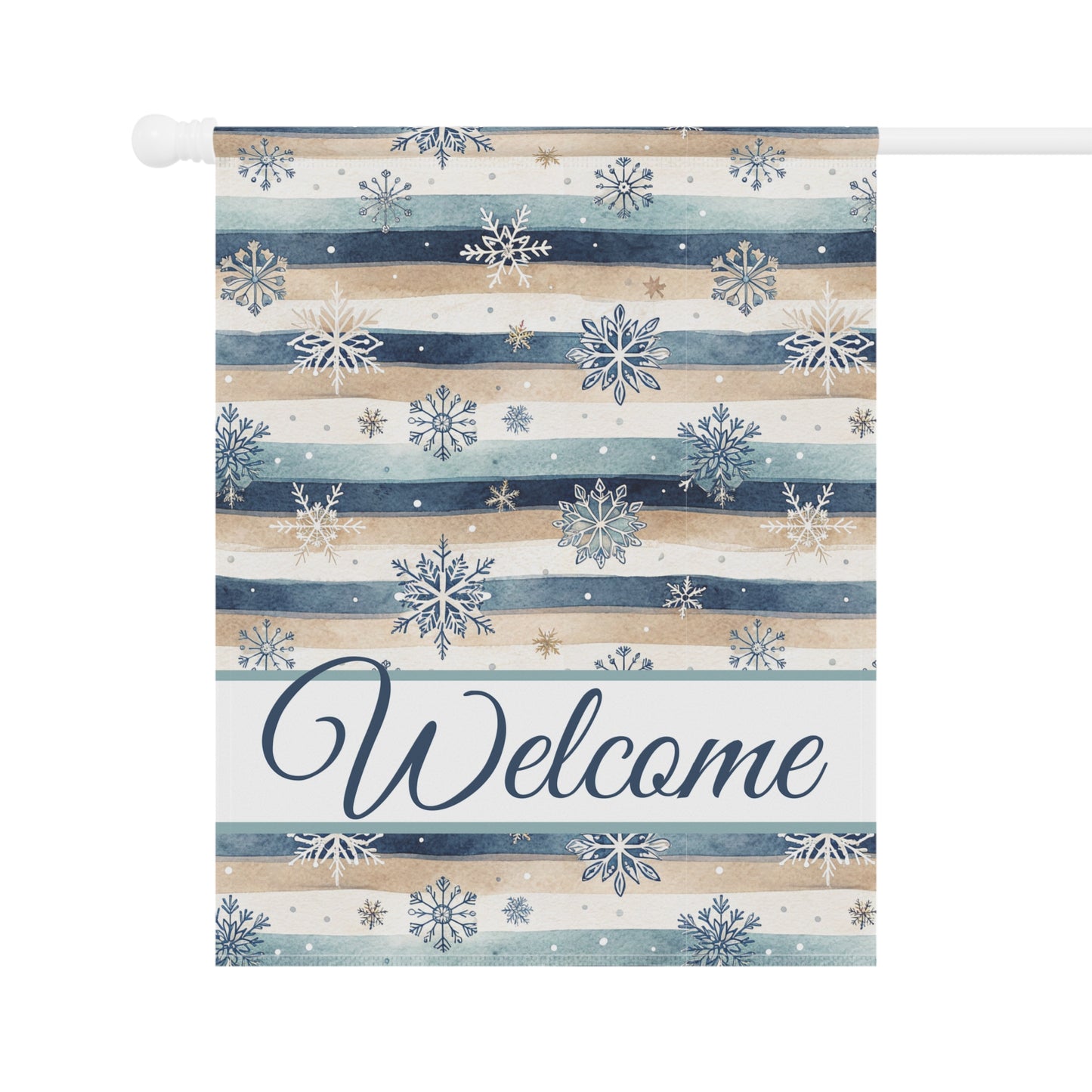 Welcome Snowflake and Boho Stripes Garden Flag