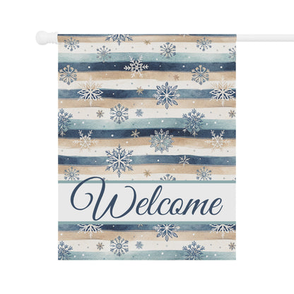 Welcome Snowflake and Boho Stripes Garden Flag
