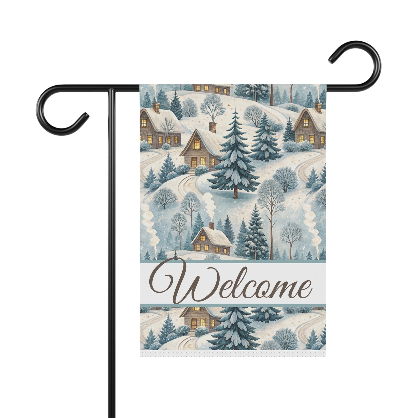 Welcome Winter Alpine Village Garden Flag
