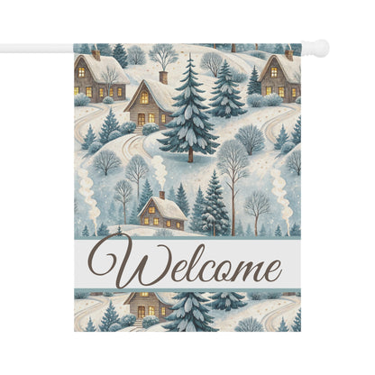 Welcome Winter Alpine Village Garden Flag