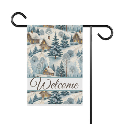 Welcome Winter Alpine Village Garden Flag