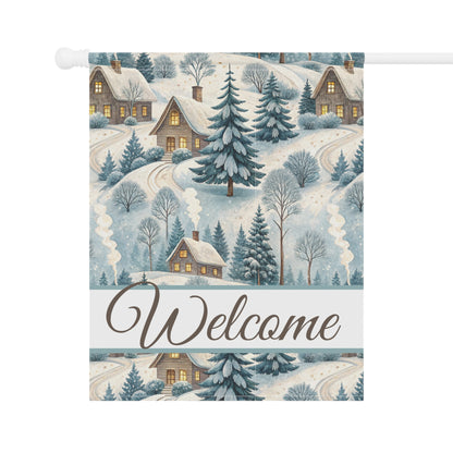 Welcome Winter Alpine Village Garden Flag