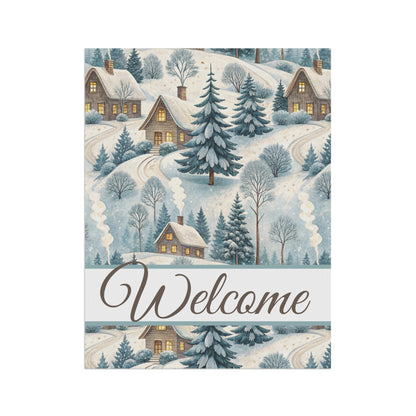 Welcome Winter Alpine Village Garden Flag